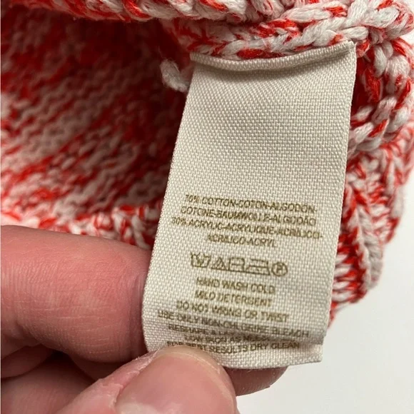 FREE PEOPLE slightly cropped orange and white sweater - Picture 5 of 6